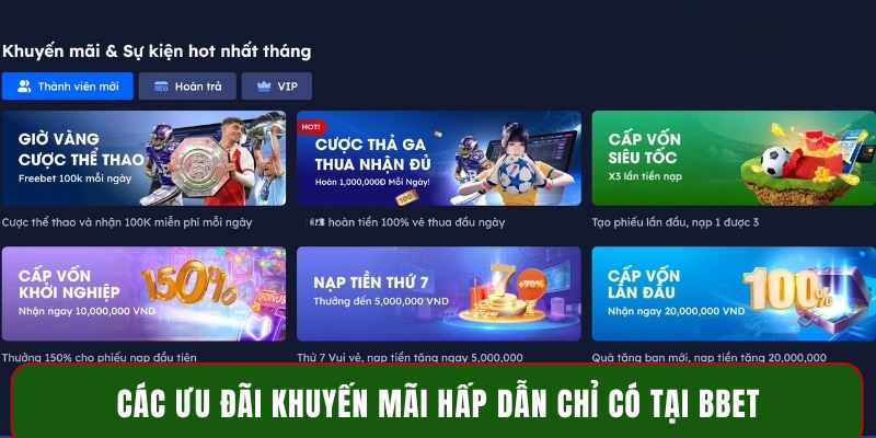 Các ưu đãi khuyến mãi hấp dẫn chỉ có tại BBET